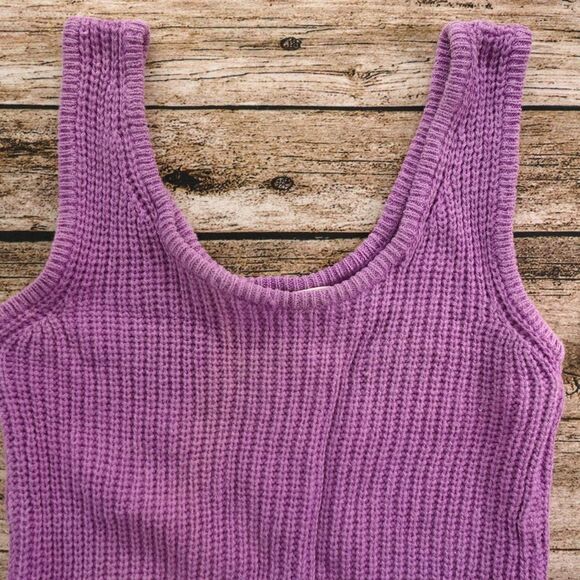 Gerard Works Women's Size Small Cable Knit Purple Tank Top Shirt #1386 - Picture 2 of 7